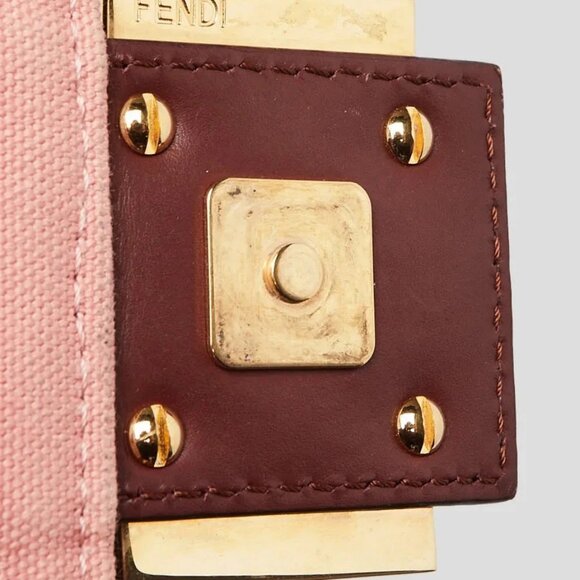 Fendi Pink FF Cotton Canvas Medium Baguette Bag - 8BR600 - Picture 10 of 11